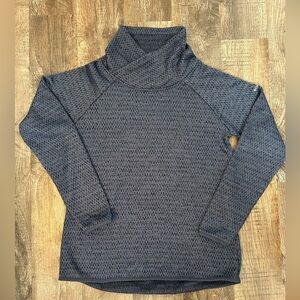 Columbia Women Blue Textured Crossover Neck Pullover Sweatshirt Thick Large